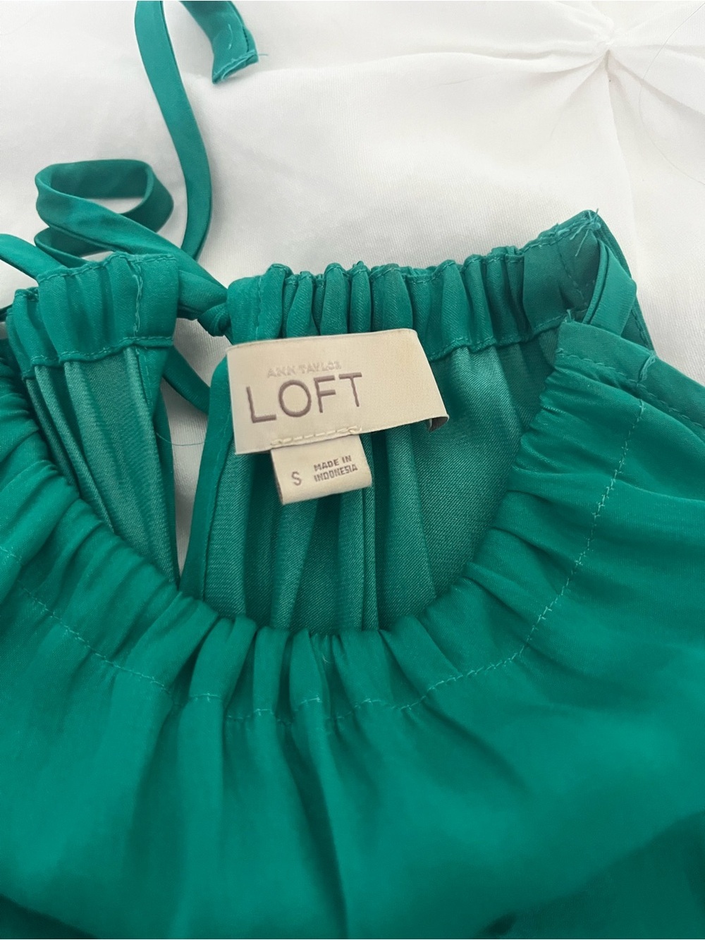 LOFT Emerald Green Halter Maxi Dress | Pleated | Size Small - Picture 12 of 12